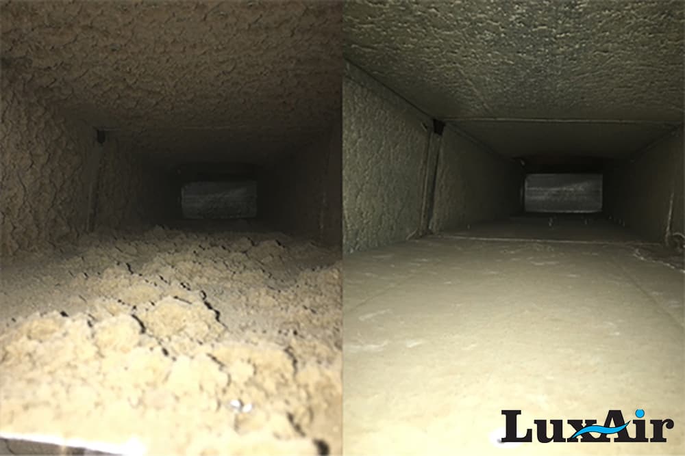 Before and after air duct cleaning by LuxAir in Cache Valley
